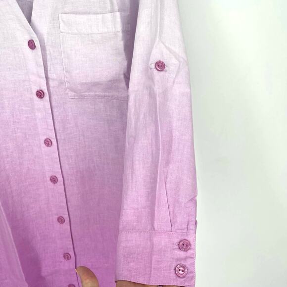 Young Fabulous & Broke Oceanside Shirt Dress Linen Thistle Ombre Purple White - Picture 6 of 11
